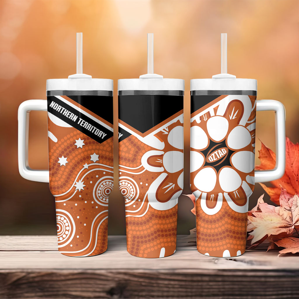 Northern Territory Oztag Tumbler With Handle Seven-Petaled Rose Emblem Indigenous Art