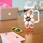 Northern Territory Oztag Tumbler With Handle Seven-Petaled Rose Emblem Indigenous Art