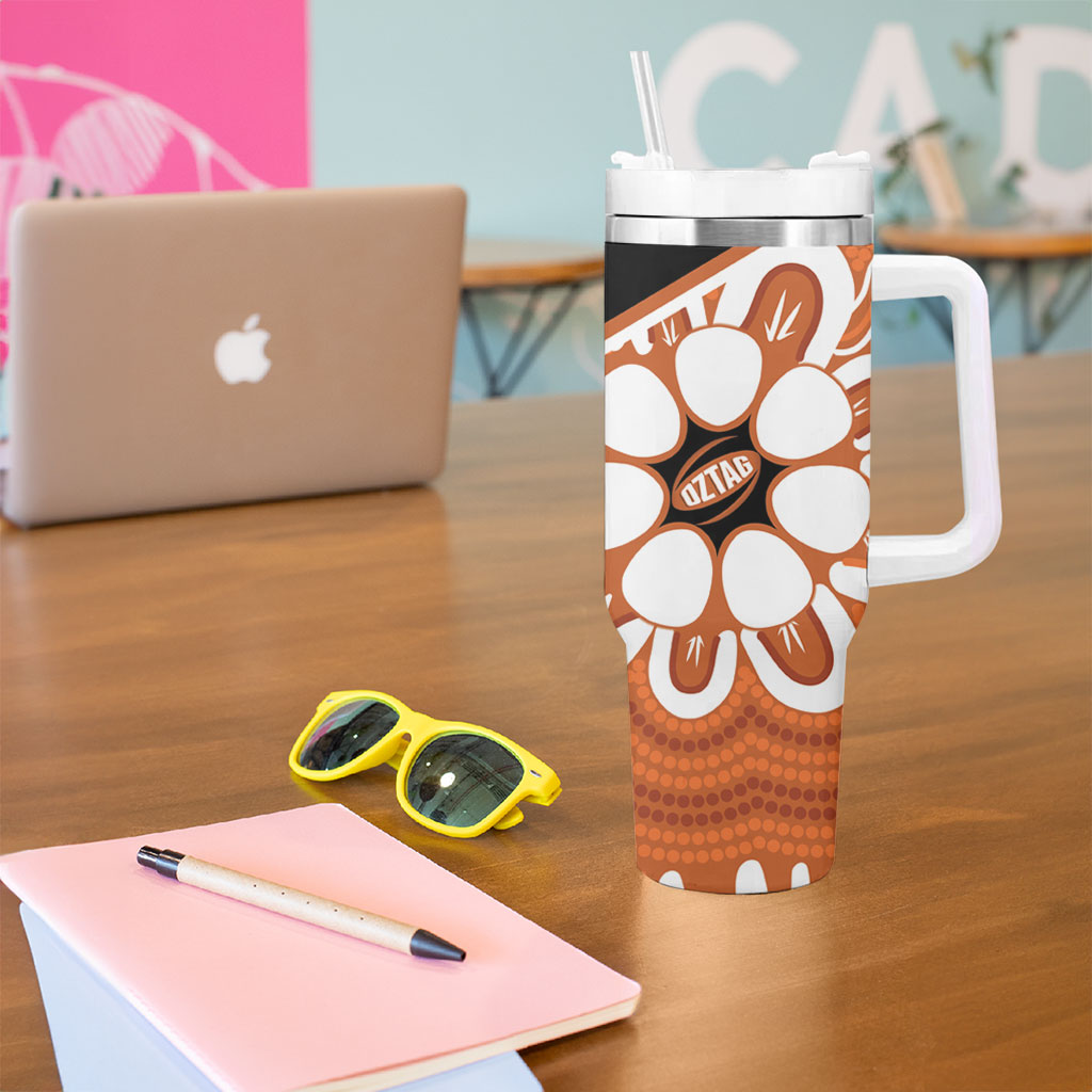 Northern Territory Oztag Tumbler With Handle Seven-Petaled Rose Emblem Indigenous Art
