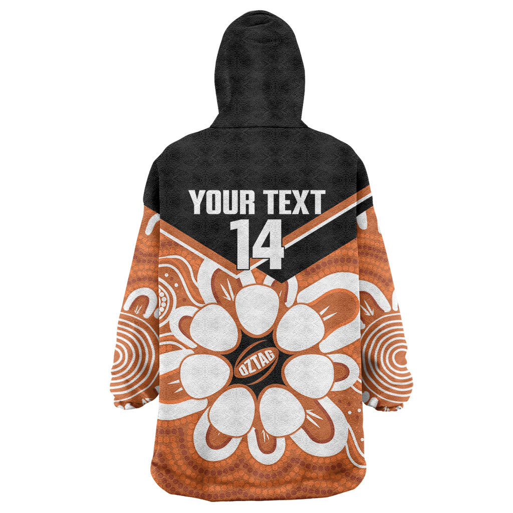 Northern Territory Oztag Custom Wearable Blanket Hoodie Seven-Petaled Rose Emblem Indigenous Art
