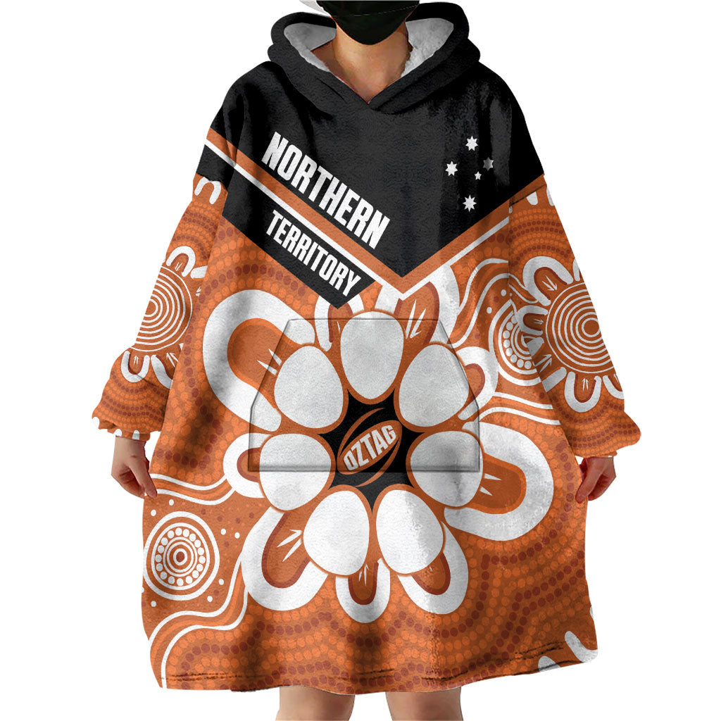 Northern Territory Oztag Custom Wearable Blanket Hoodie Seven-Petaled Rose Emblem Indigenous Art