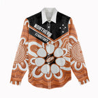 Northern Territory Oztag Custom Women Casual Shirt Seven-Petaled Rose Emblem Indigenous Art