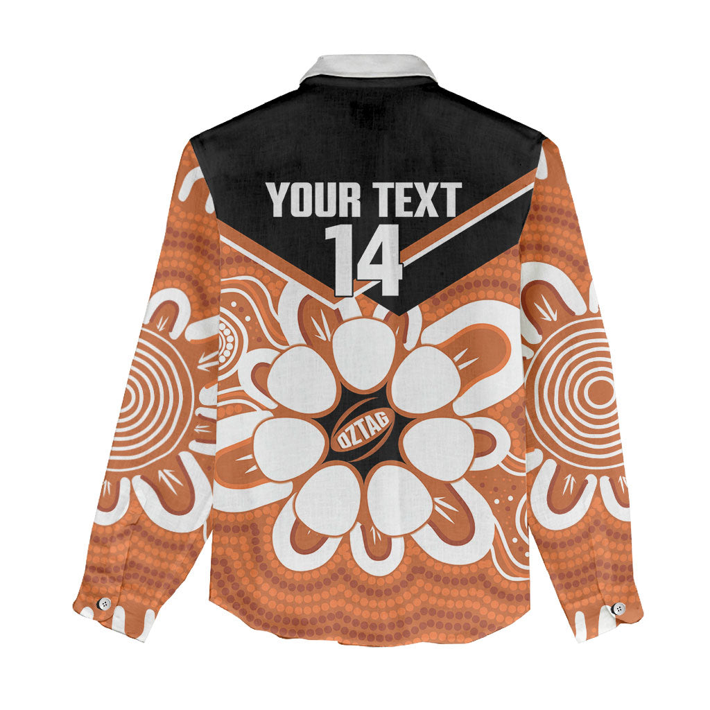 Northern Territory Oztag Custom Women Casual Shirt Seven-Petaled Rose Emblem Indigenous Art