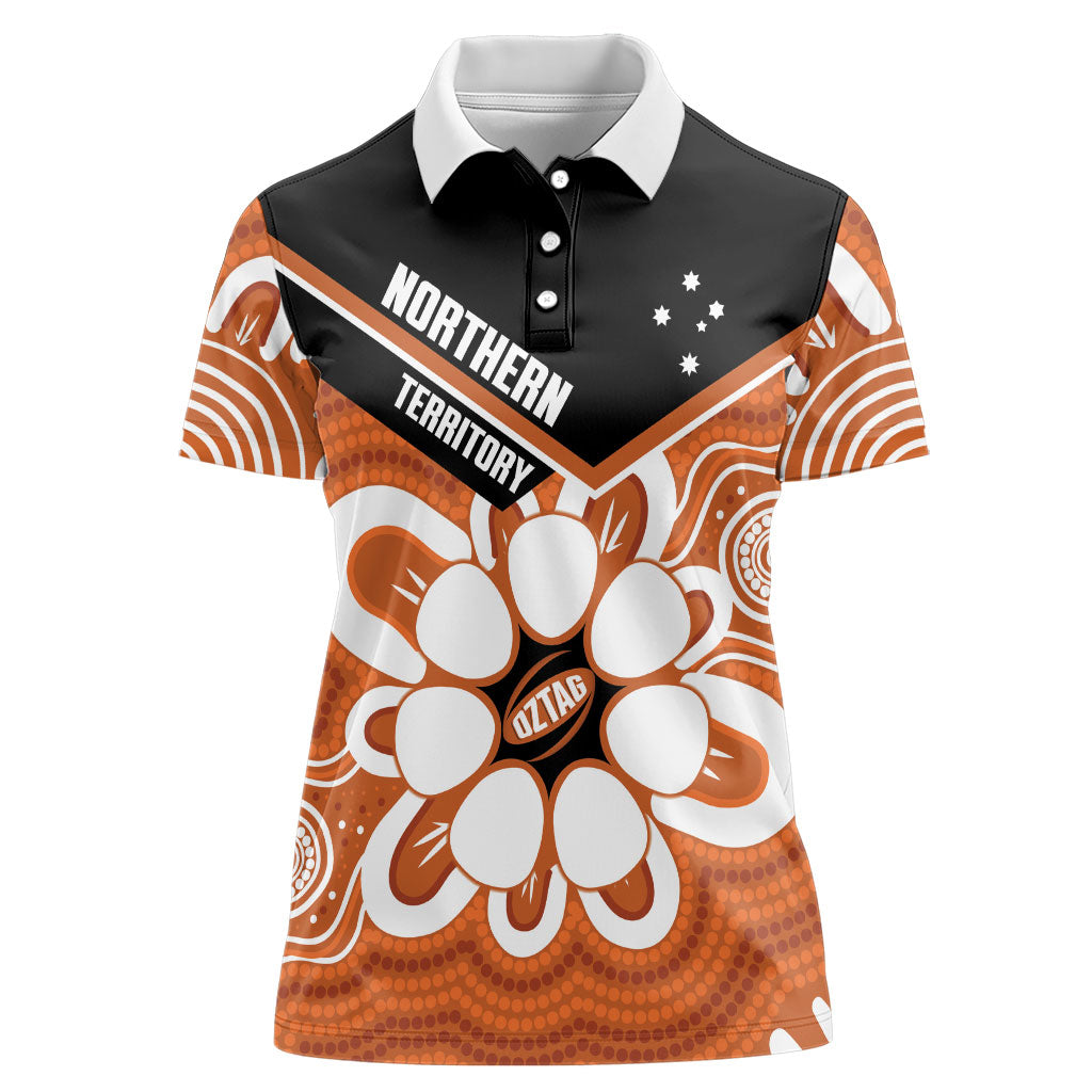 Northern Territory Oztag Custom Women Polo Shirt Seven-Petaled Rose Emblem Indigenous Art