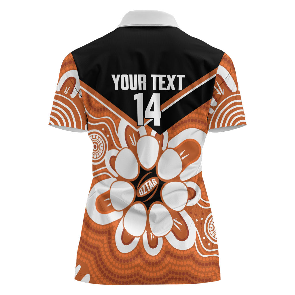 Northern Territory Oztag Custom Women Polo Shirt Seven-Petaled Rose Emblem Indigenous Art