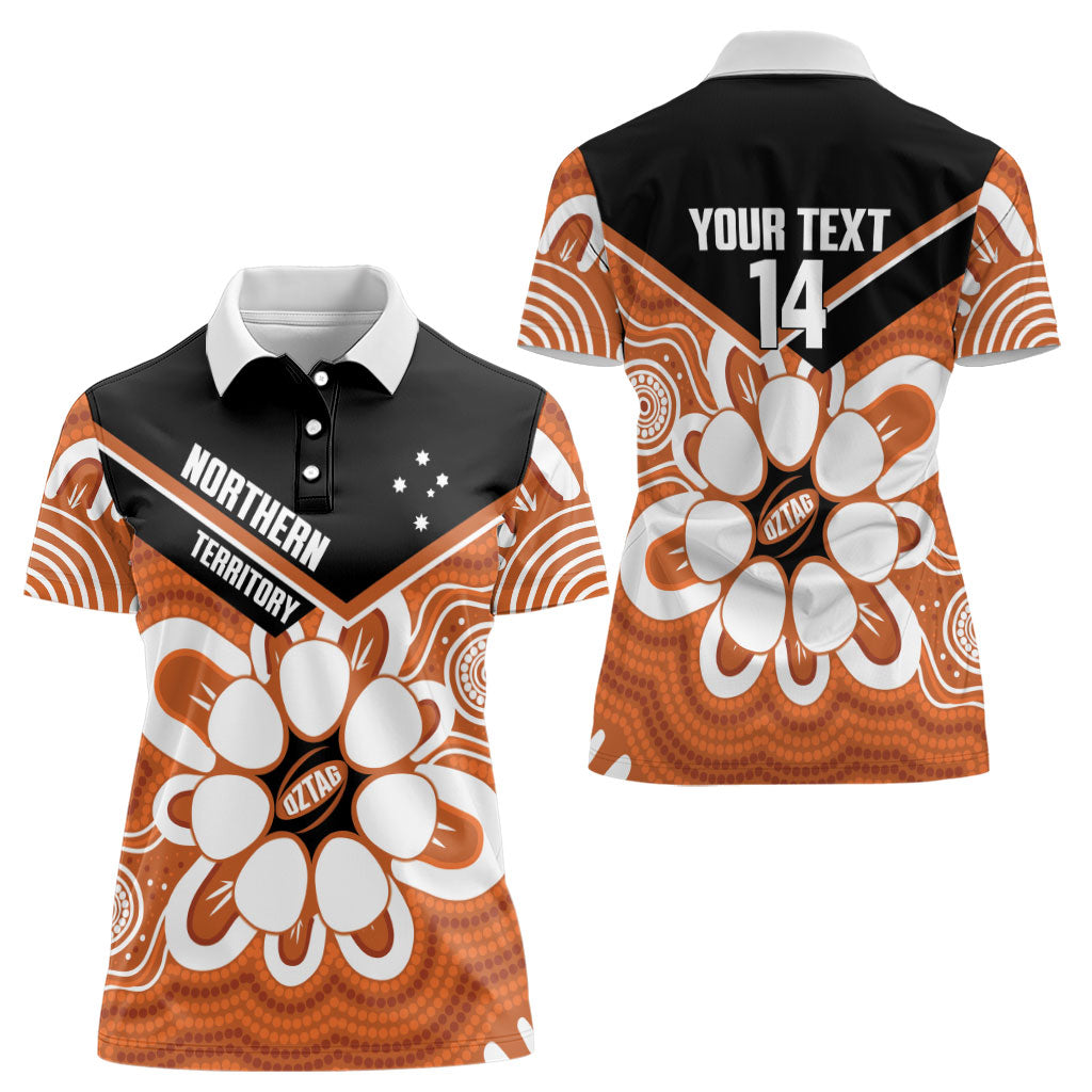 Northern Territory Oztag Custom Women Polo Shirt Seven-Petaled Rose Emblem Indigenous Art