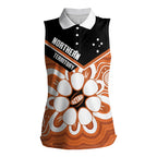 Northern Territory Oztag Custom Women Sleeveless Polo Shirt Seven-Petaled Rose Emblem Indigenous Art