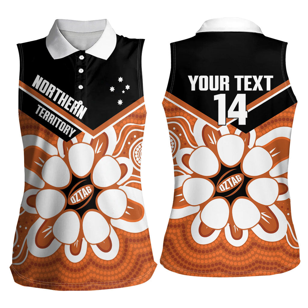 Northern Territory Oztag Custom Women Sleeveless Polo Shirt Seven-Petaled Rose Emblem Indigenous Art