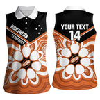 Northern Territory Oztag Custom Women Sleeveless Polo Shirt Seven-Petaled Rose Emblem Indigenous Art