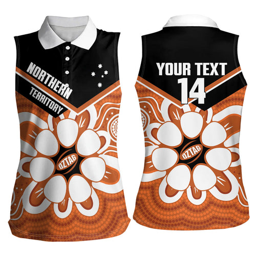 Northern Territory Oztag Custom Women Sleeveless Polo Shirt Seven-Petaled Rose Emblem Indigenous Art