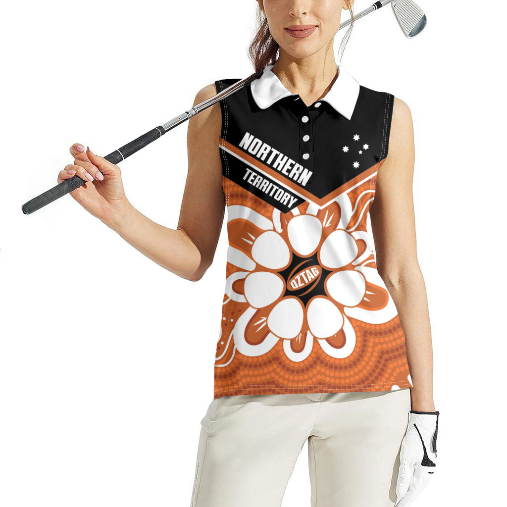 Northern Territory Oztag Custom Women Sleeveless Polo Shirt Seven-Petaled Rose Emblem Indigenous Art