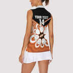 Northern Territory Oztag Custom Women Sleeveless Polo Shirt Seven-Petaled Rose Emblem Indigenous Art