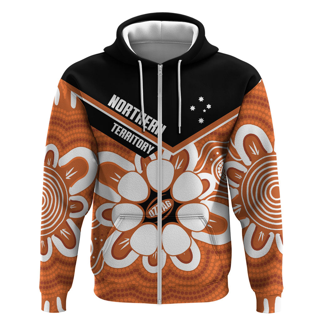 Northern Territory Oztag Custom Zip Hoodie Seven-Petaled Rose Emblem Indigenous Art