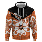 Northern Territory Oztag Custom Zip Hoodie Seven-Petaled Rose Emblem Indigenous Art