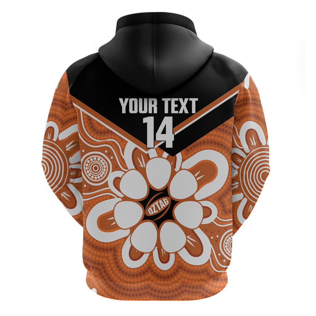 Northern Territory Oztag Custom Zip Hoodie Seven-Petaled Rose Emblem Indigenous Art