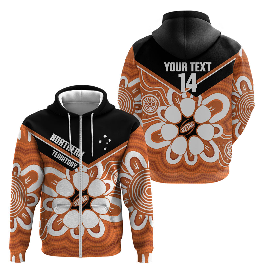 Northern Territory Oztag Custom Zip Hoodie Seven-Petaled Rose Emblem Indigenous Art