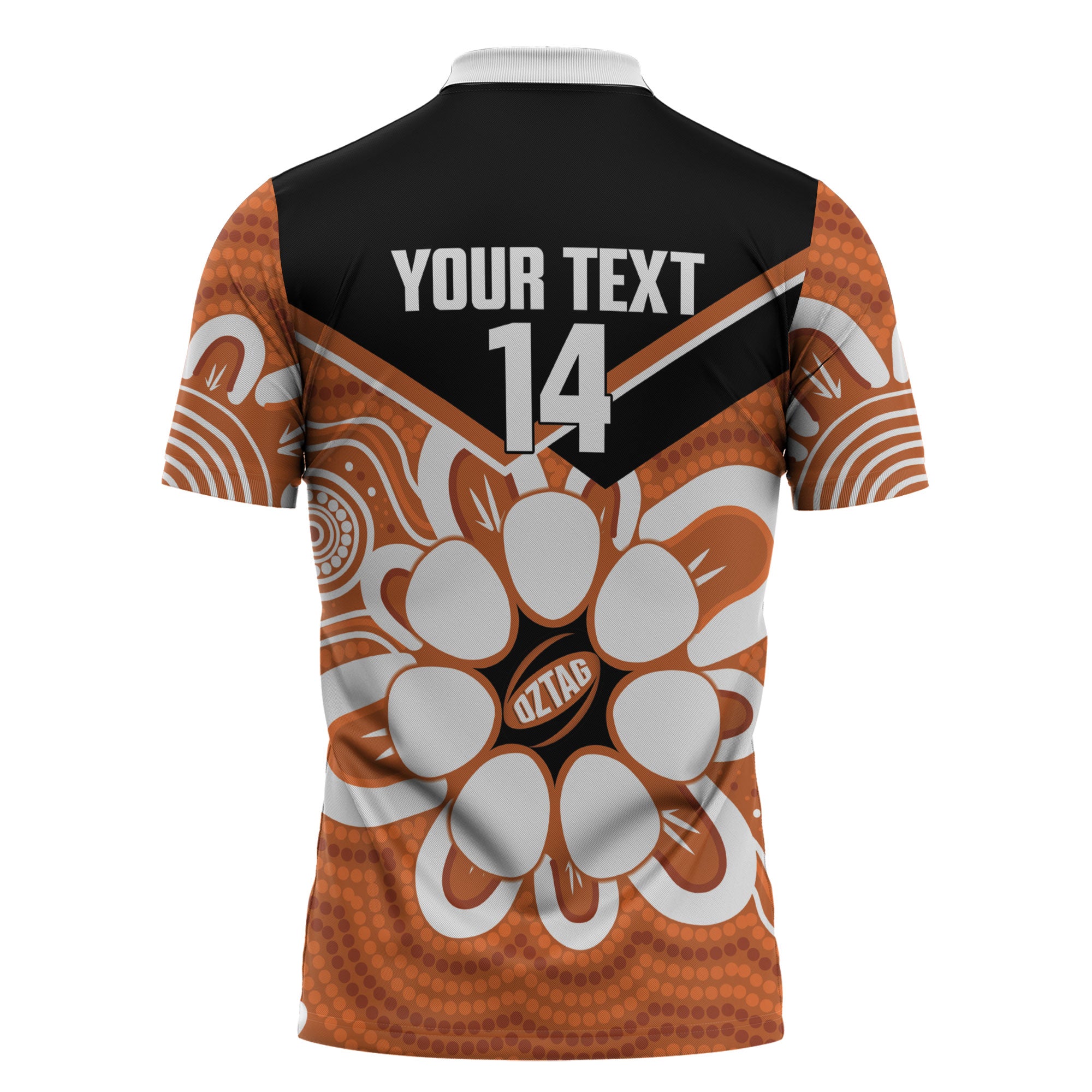 Northern Territory Oztag Custom Zipper Polo Shirt Seven-Petaled Rose Emblem Indigenous Art