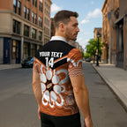 Northern Territory Oztag Custom Zipper Polo Shirt Seven-Petaled Rose Emblem Indigenous Art
