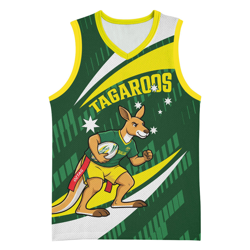Tagaroos Oztag Australia Custom Basketball Jersey Aussie Kangaroo Mascot Sporty Style