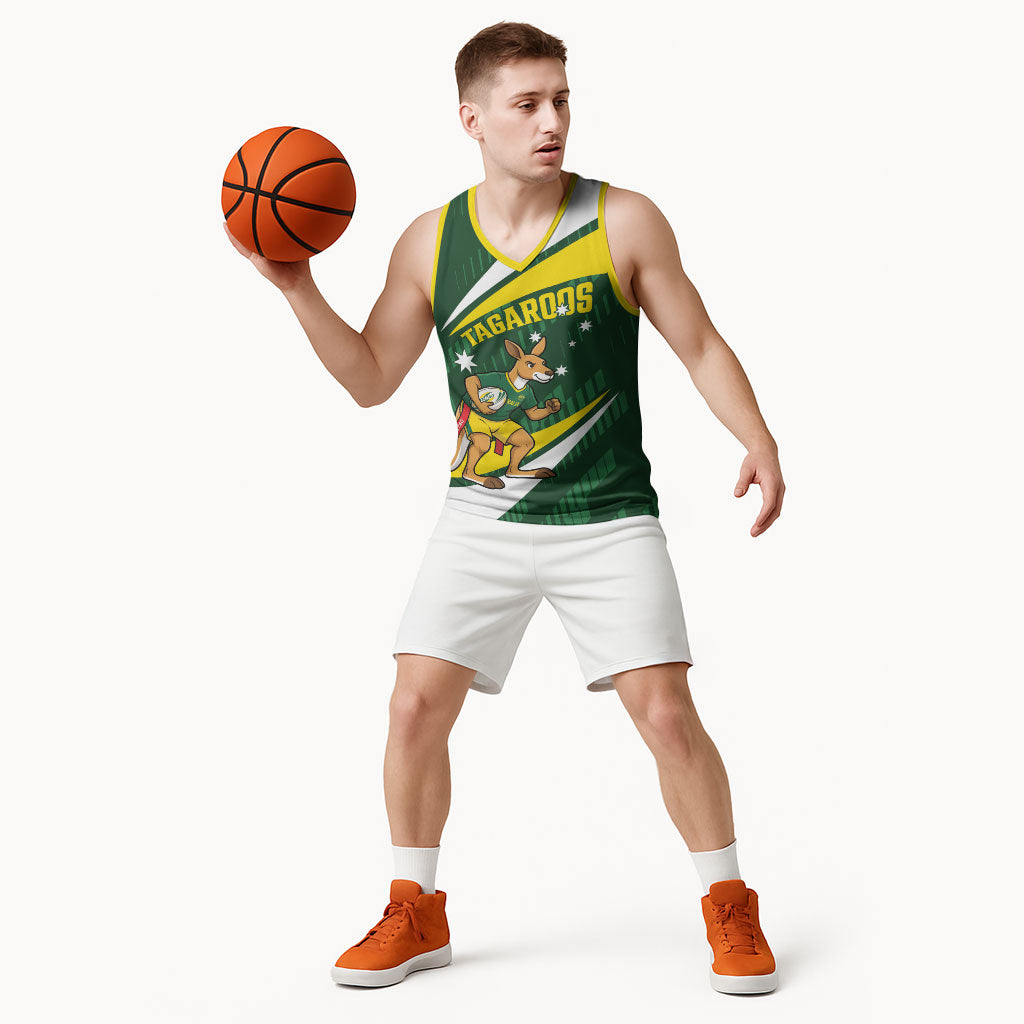 Tagaroos Oztag Australia Custom Basketball Jersey Aussie Kangaroo Mascot Sporty Style