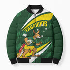 Tagaroos Oztag Australia Custom Bomber Puffer Jacket Aussie Kangaroo Mascot Sporty Style