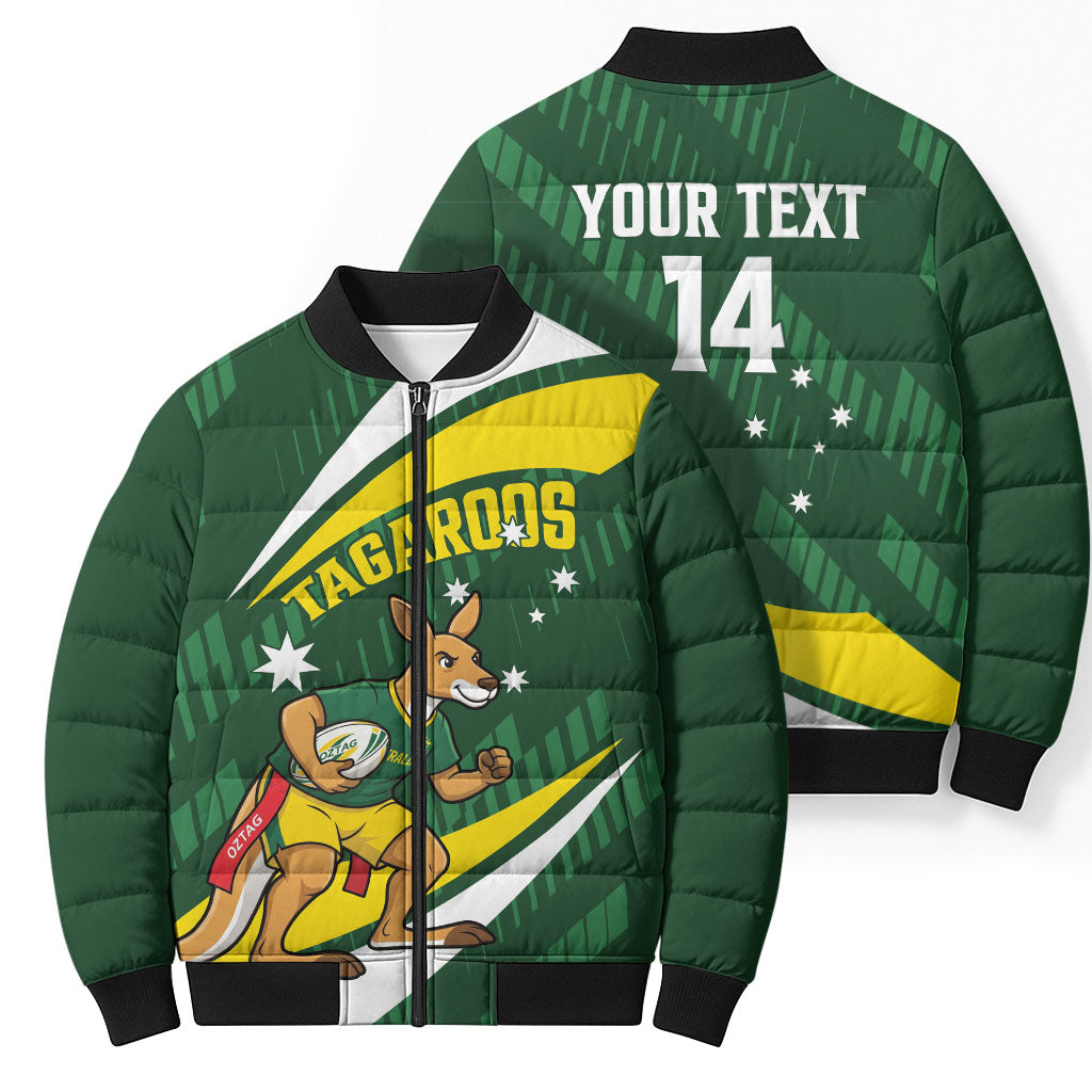 Tagaroos Oztag Australia Custom Bomber Puffer Jacket Aussie Kangaroo Mascot Sporty Style