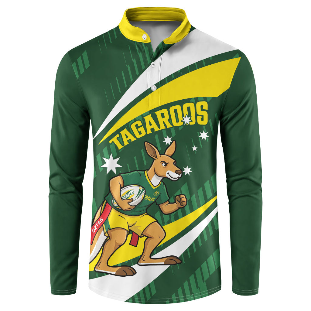Tagaroos Oztag Australia Custom Button Sweatshirt Aussie Kangaroo Mascot Sporty Style