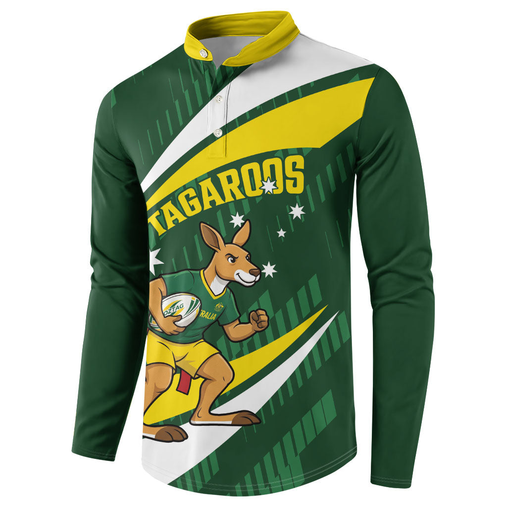 Tagaroos Oztag Australia Custom Button Sweatshirt Aussie Kangaroo Mascot Sporty Style
