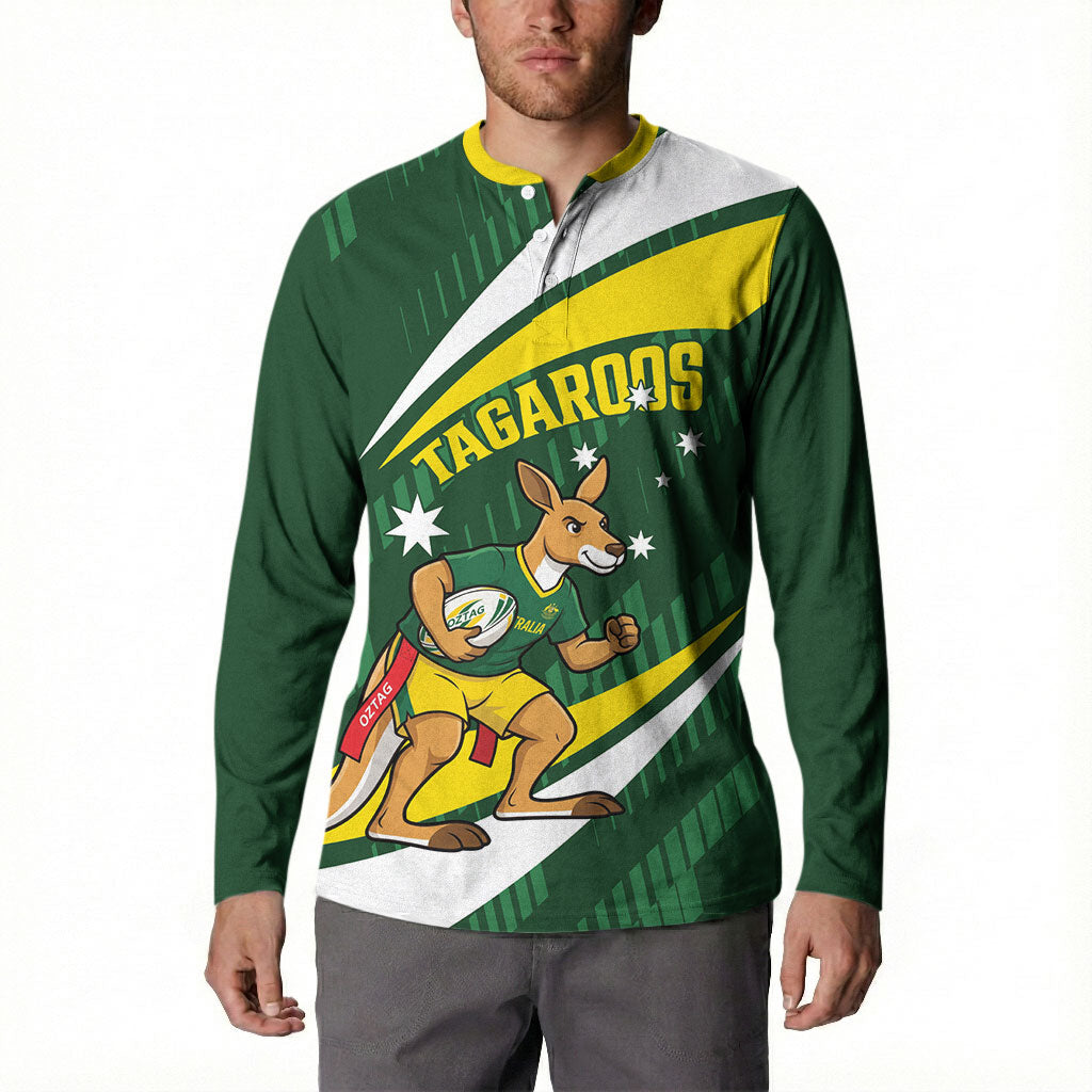Tagaroos Oztag Australia Custom Button Sweatshirt Aussie Kangaroo Mascot Sporty Style