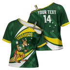 Tagaroos Oztag Australia Custom Cross Shoulder Shirt Aussie Kangaroo Mascot Sporty Style