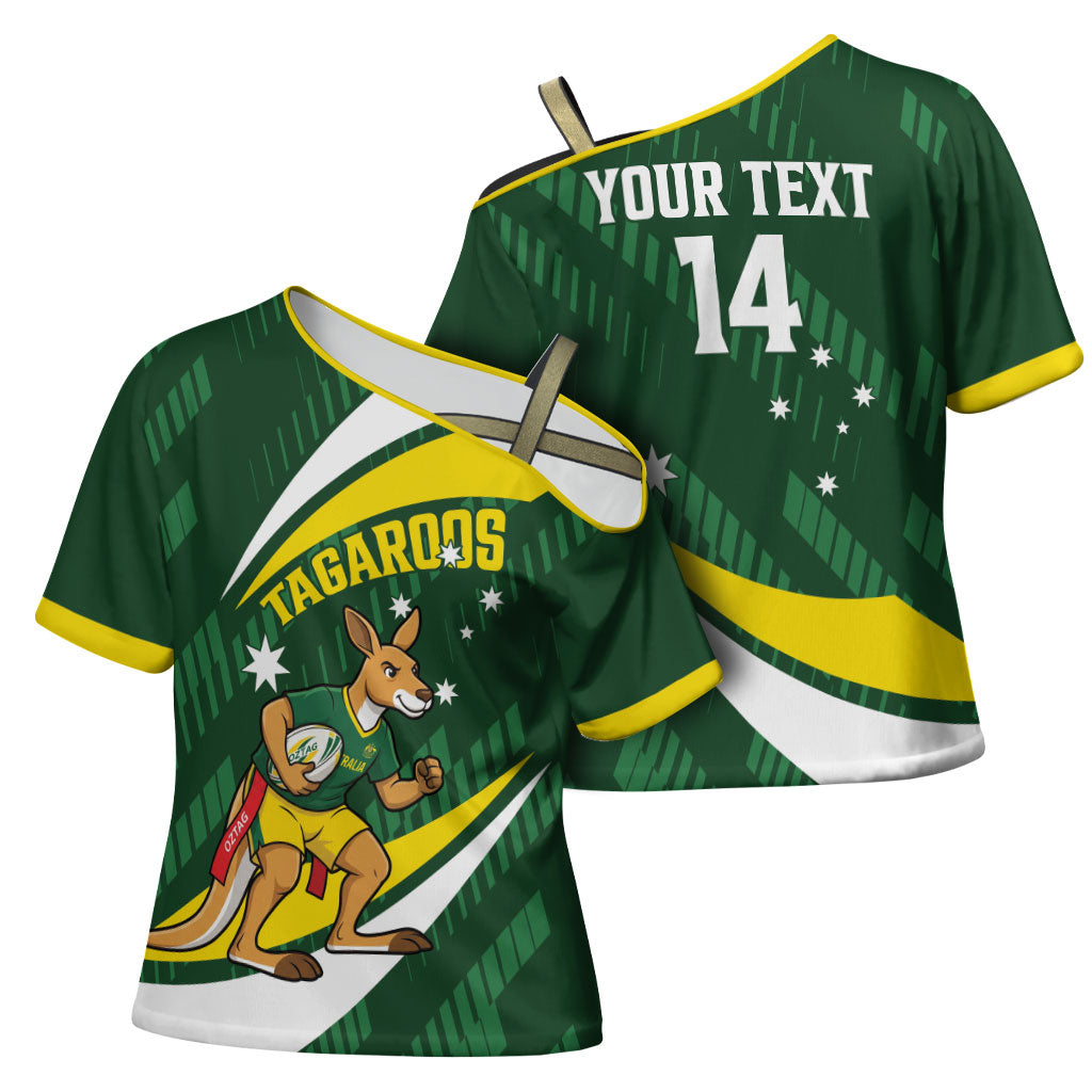 Tagaroos Oztag Australia Custom Cross Shoulder Shirt Aussie Kangaroo Mascot Sporty Style
