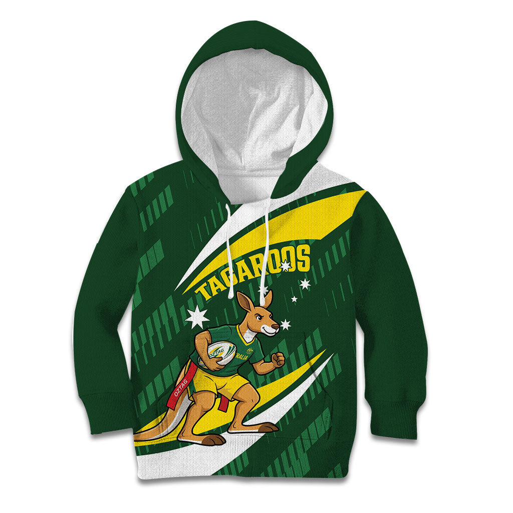 Tagaroos Oztag Australia Custom Kid Hoodie Aussie Kangaroo Mascot Sporty Style