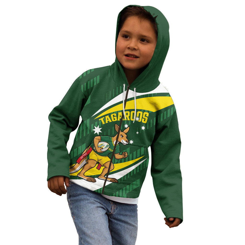 Tagaroos Oztag Australia Custom Kid Hoodie Aussie Kangaroo Mascot Sporty Style