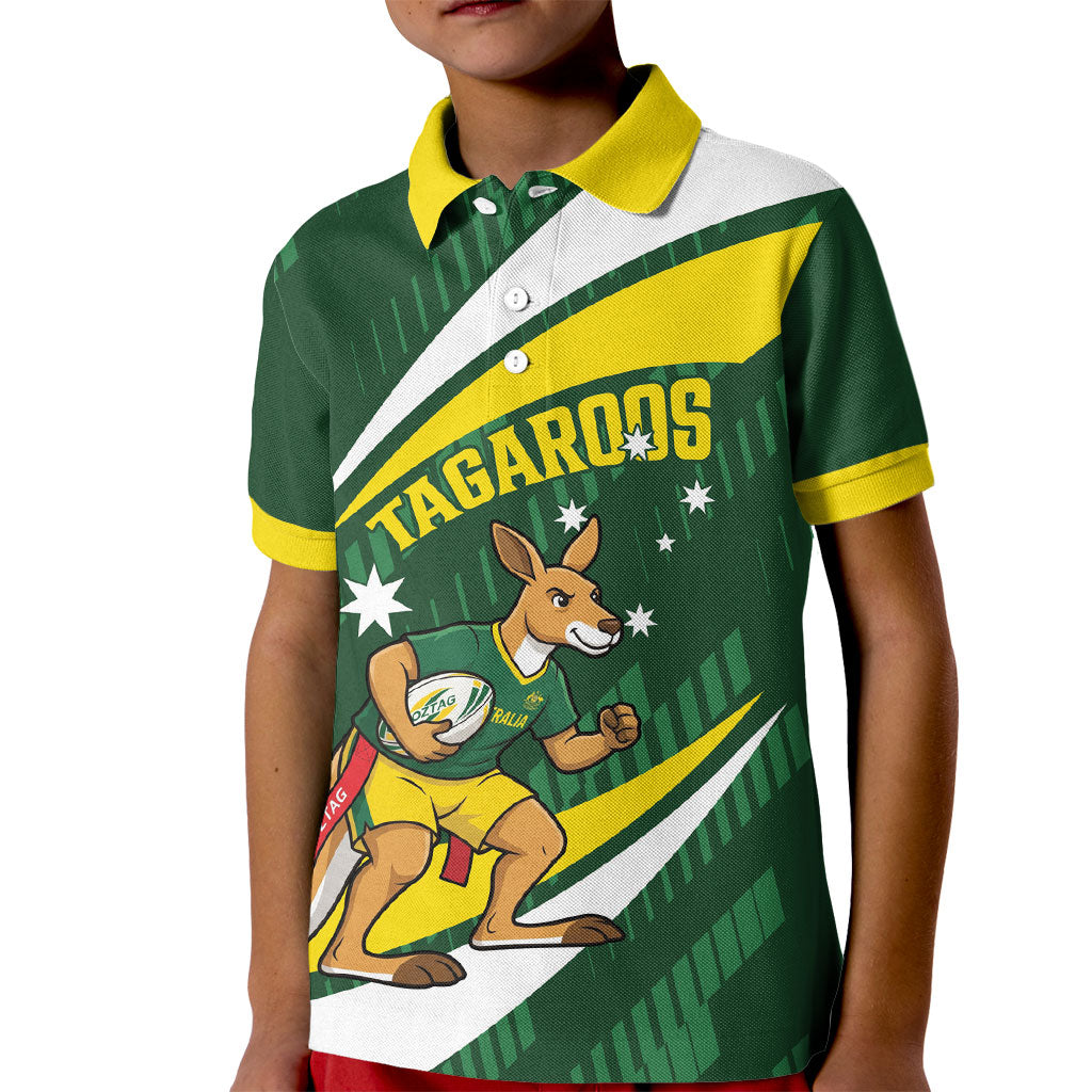 Tagaroos Oztag Australia Custom Kid Polo Shirt Aussie Kangaroo Mascot Sporty Style