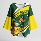 Tagaroos Oztag Australia Custom Kimono Sleeve Blouse Aussie Kangaroo Mascot Sporty Style