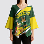 Tagaroos Oztag Australia Custom Kimono Sleeve Blouse Aussie Kangaroo Mascot Sporty Style