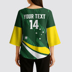 Tagaroos Oztag Australia Custom Kimono Sleeve Blouse Aussie Kangaroo Mascot Sporty Style