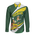 Tagaroos Oztag Australia Custom Long Sleeve Button Shirt Aussie Kangaroo Mascot Sporty Style