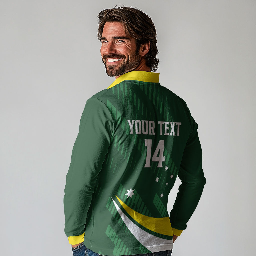 Tagaroos Oztag Australia Custom Long Sleeve Polo Shirt Aussie Kangaroo Mascot Sporty Style
