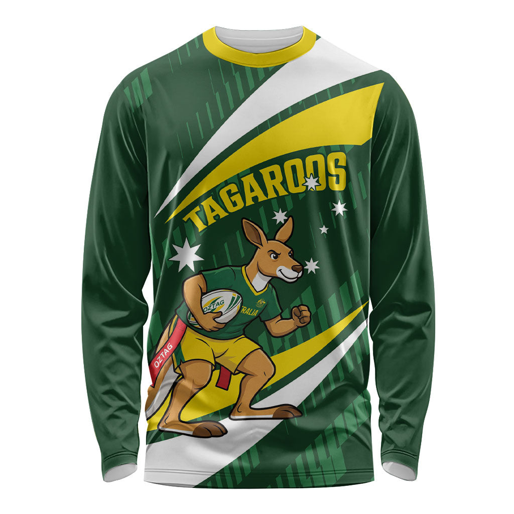 Tagaroos Oztag Australia Custom Long Sleeve Shirt Aussie Kangaroo Mascot Sporty Style