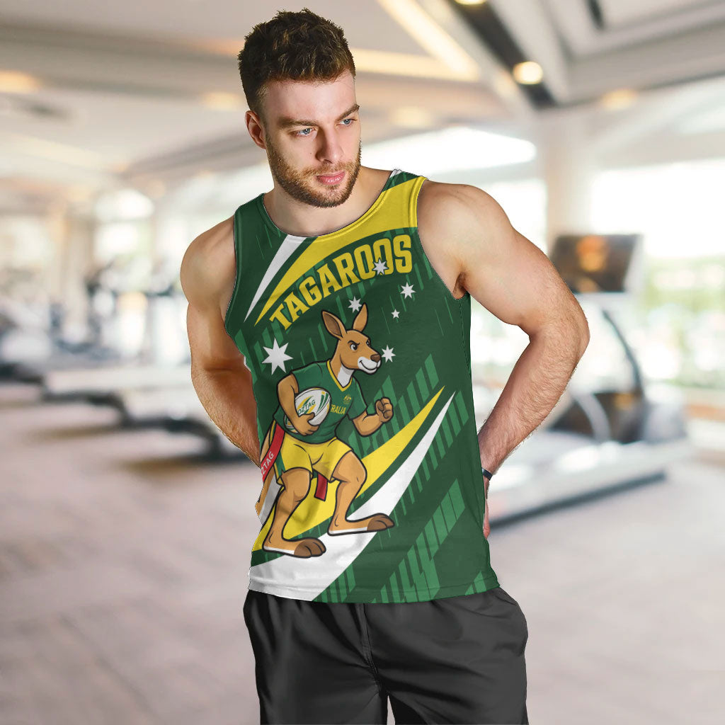 Tagaroos Oztag Australia Custom Men Tank Top Aussie Kangaroo Mascot Sporty Style