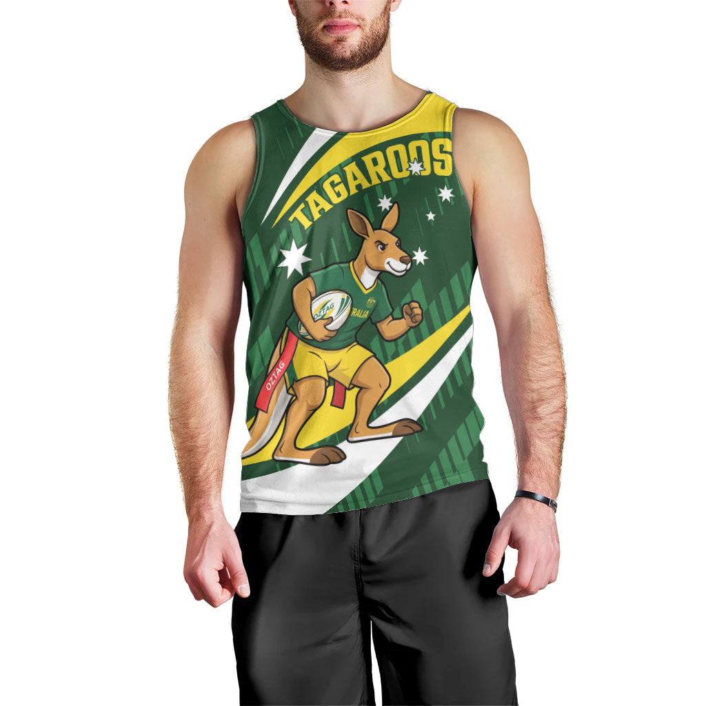 Tagaroos Oztag Australia Custom Men Tank Top Aussie Kangaroo Mascot Sporty Style