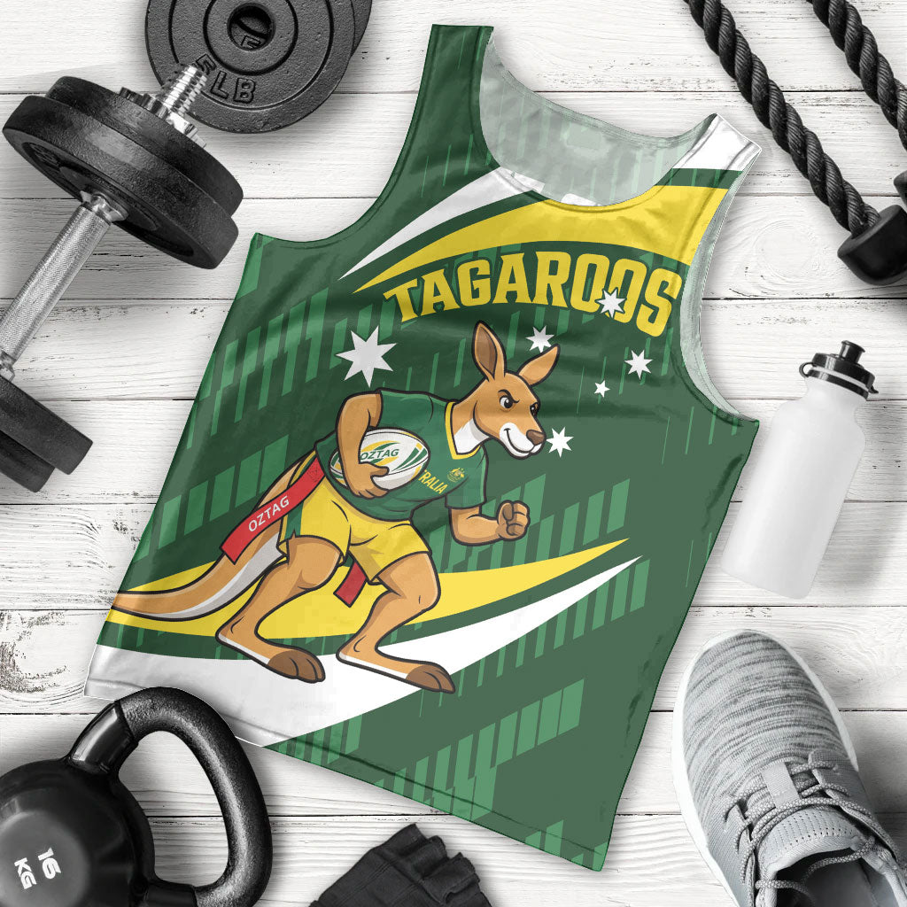 Tagaroos Oztag Australia Custom Men Tank Top Aussie Kangaroo Mascot Sporty Style