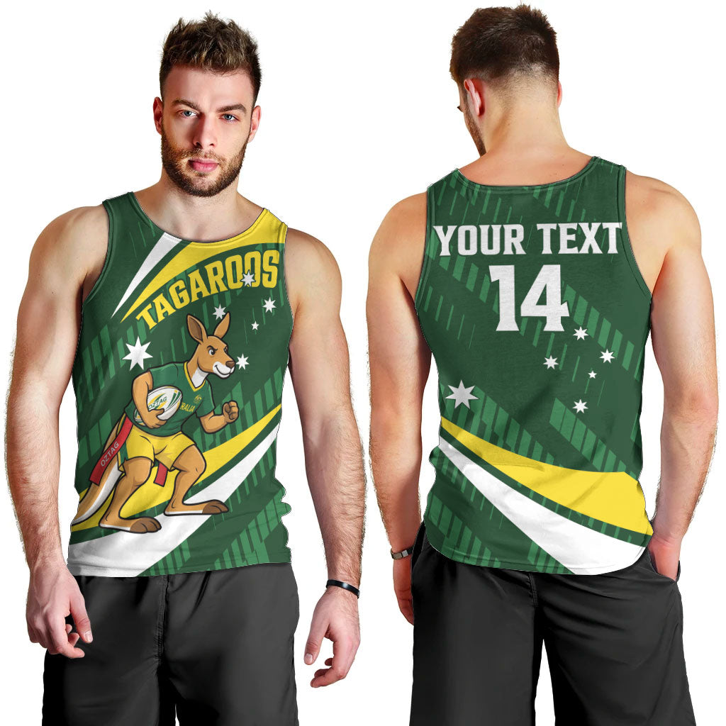Tagaroos Oztag Australia Custom Men Tank Top Aussie Kangaroo Mascot Sporty Style