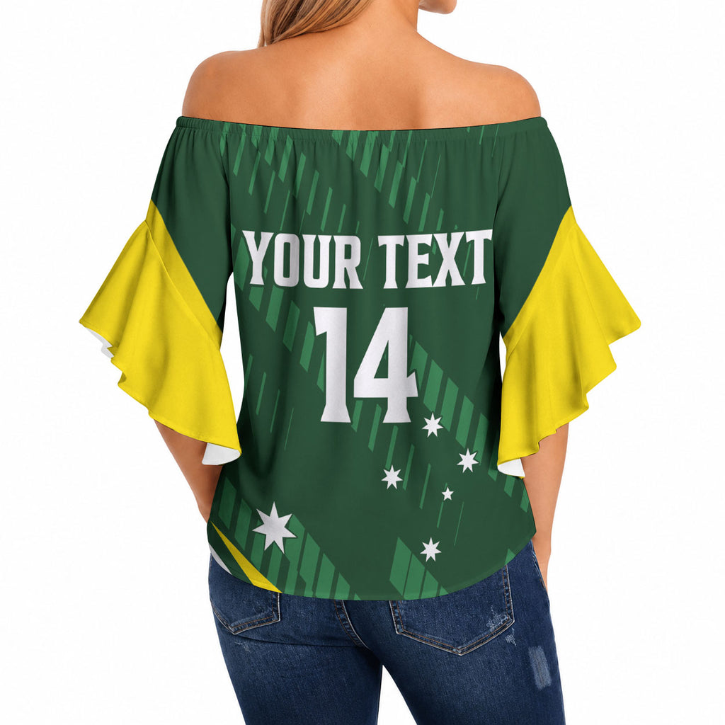 Tagaroos Oztag Australia Custom Off Shoulder Wrap Waist Top Aussie Kangaroo Mascot Sporty Style