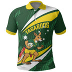 Tagaroos Oztag Australia Custom Polo Shirt Aussie Kangaroo Mascot Sporty Style