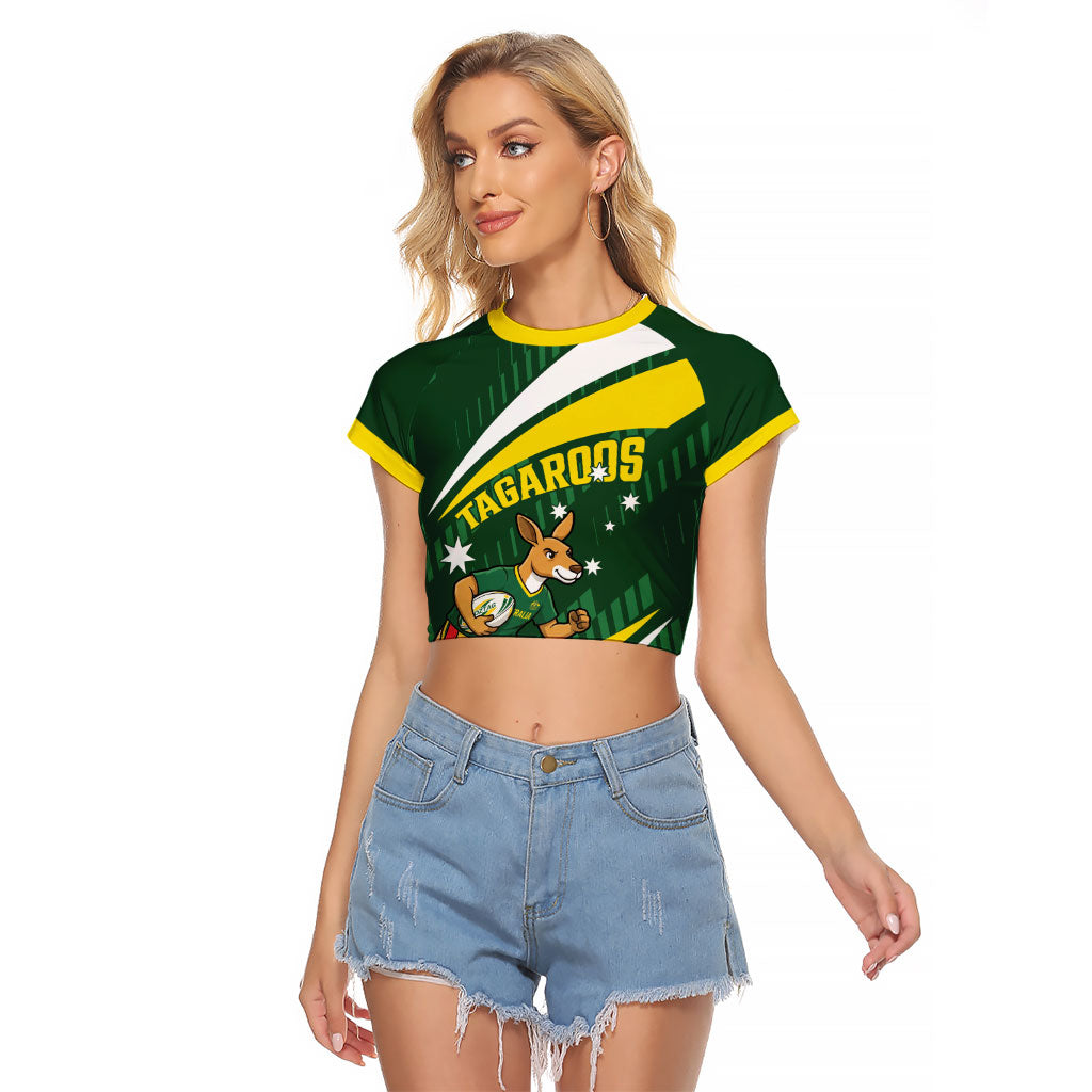 Tagaroos Oztag Australia Custom Raglan Cropped T Shirt Aussie Kangaroo Mascot Sporty Style