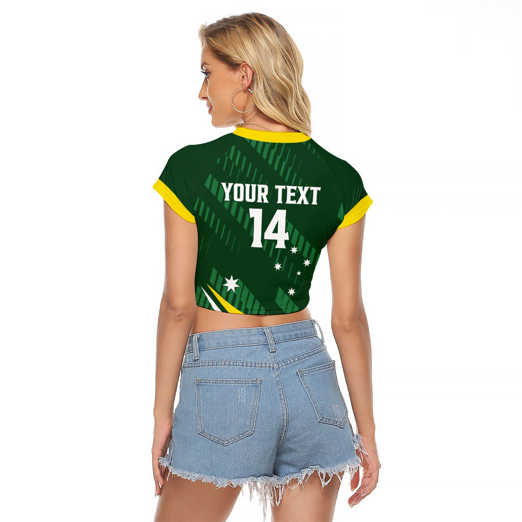 Tagaroos Oztag Australia Custom Raglan Cropped T Shirt Aussie Kangaroo Mascot Sporty Style