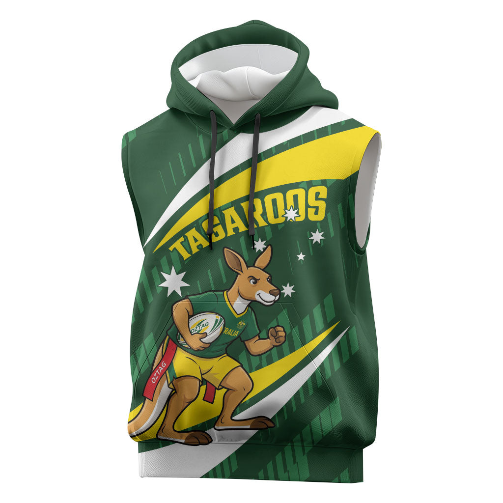 Tagaroos Oztag Australia Custom Sleeveless Hoodie Aussie Kangaroo Mascot Sporty Style