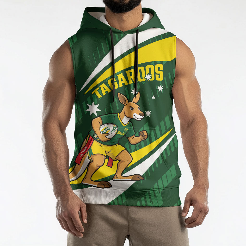 Tagaroos Oztag Australia Custom Sleeveless Hoodie Aussie Kangaroo Mascot Sporty Style